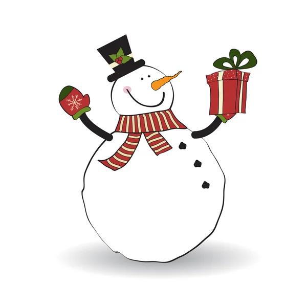 Christmas greeting card with snowman — Stock Photo, Image