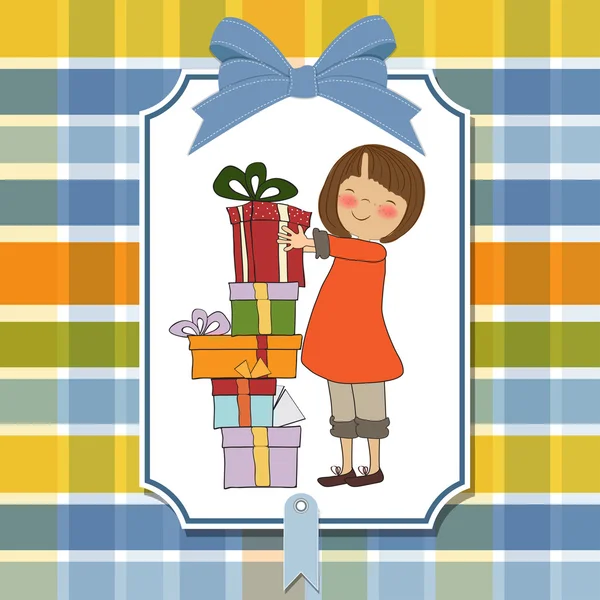 Young girl with gift — Stock Photo, Image