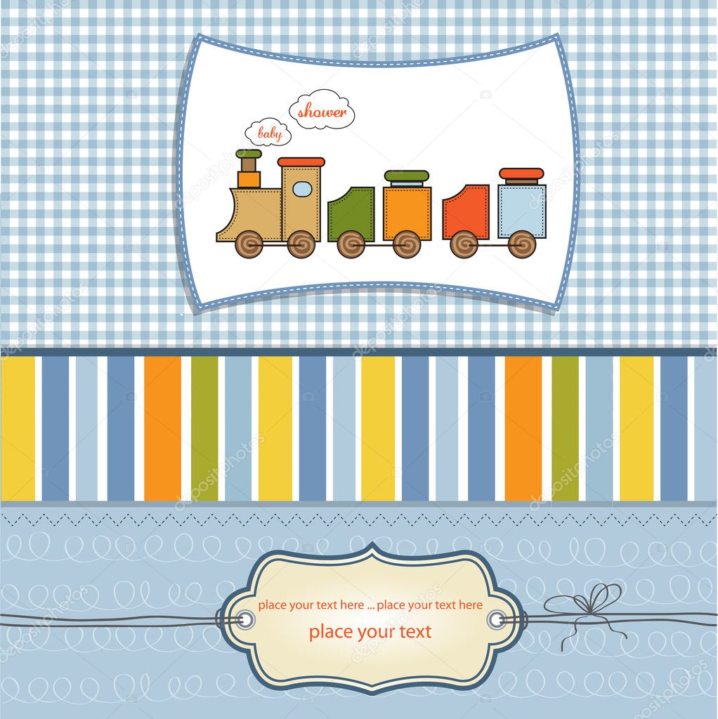 Baby shower card with toy train