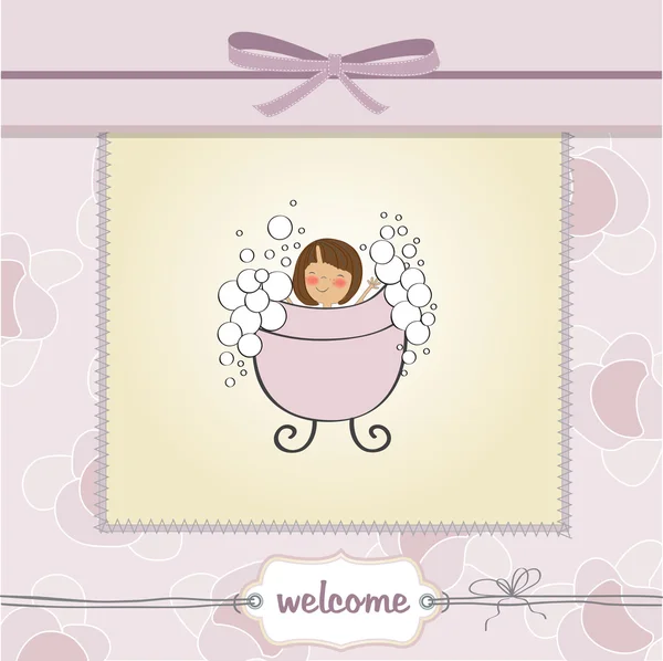 Finom baba lány zuhany kártya — Stock Fotó