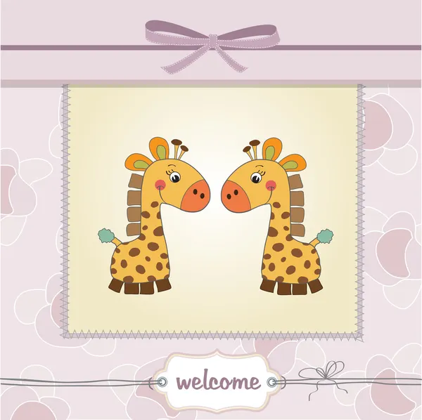 Delicate baby twins shower card — Stock Photo, Image
