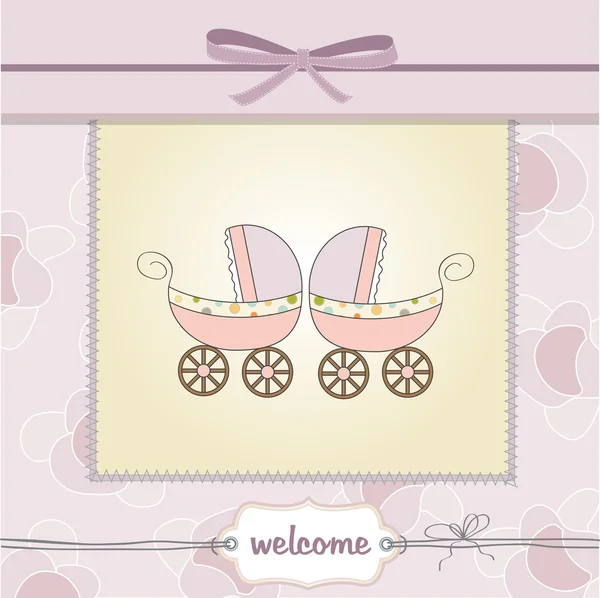 Delicado bebê gêmeos chuveiro cartão — Fotografia de Stock