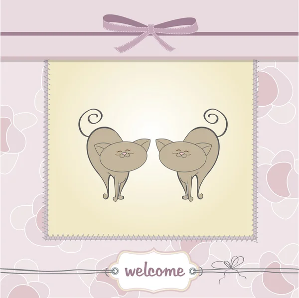 Delicate baby twins shower card — Stock Photo, Image