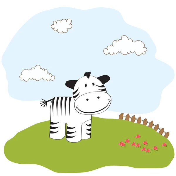 Novo bebê chegou cartão com zebra — Fotografia de Stock