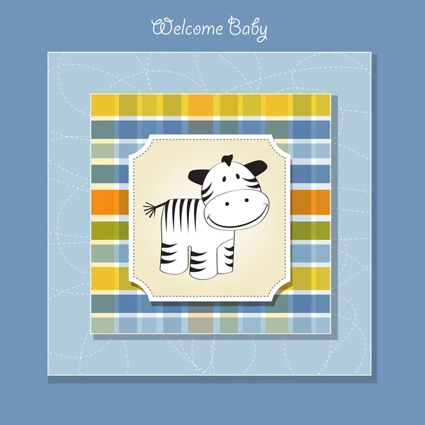 Aranyos baba zuhany kártya zebra — Stock Fotó