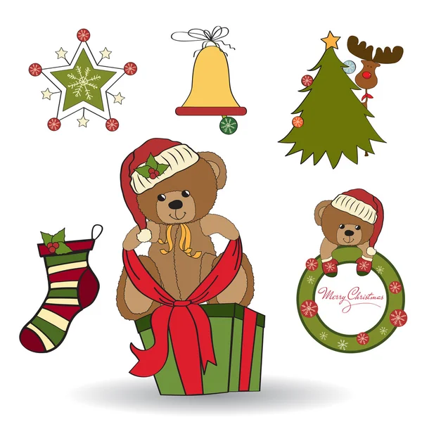 Zestaw elementów dekoracji świątecznej — Zdjęcie stockowe