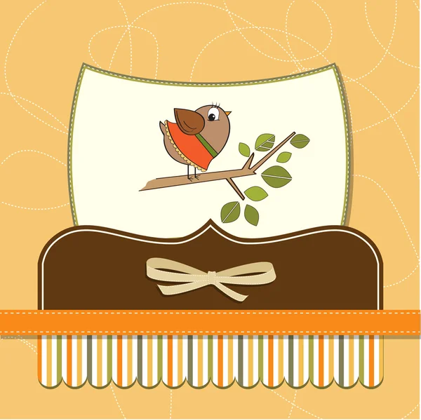Поздравительные открытки с маленькой забавной птичкой — стоковое фото