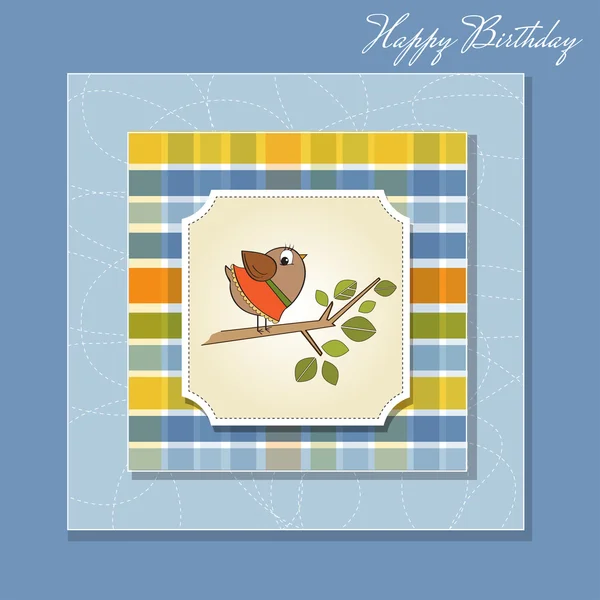 Születésnapi üdvözlőlap vicces kis madár — Stock Fotó