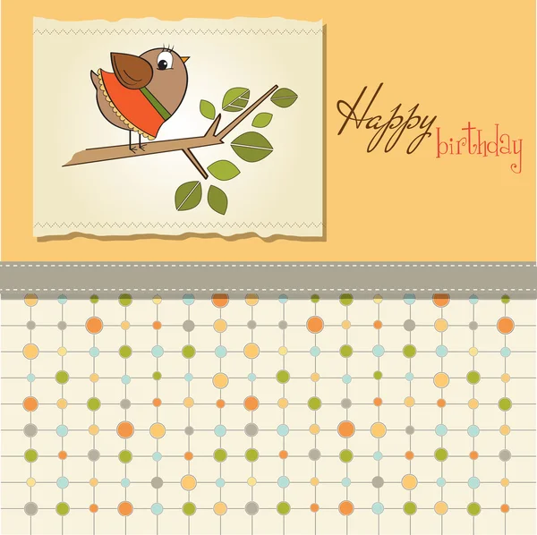 Verjaardagskaart met grappig vogeltje — Stockfoto