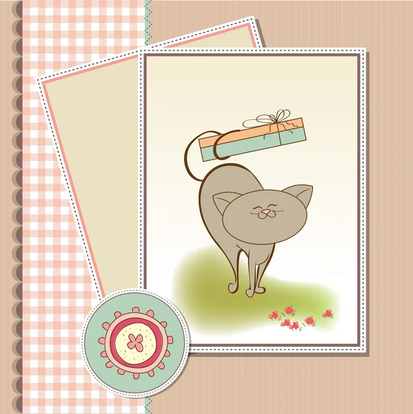 Feliz cumpleaños tarjeta con lindo gato —  Fotos de Stock