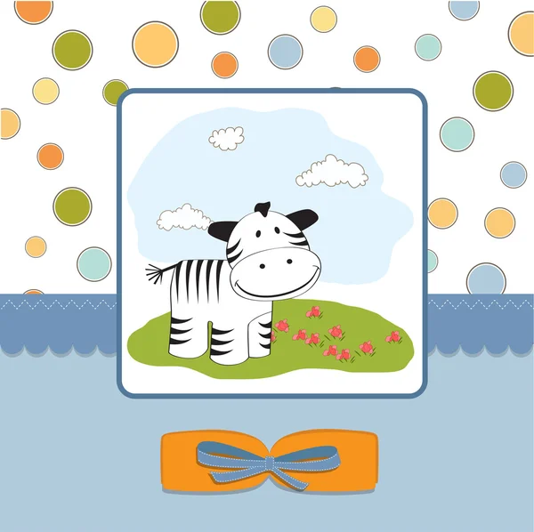 Мила дитяча душова картка з зебри — стокове фото