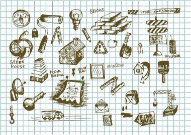 hand drawn construct icons clipart