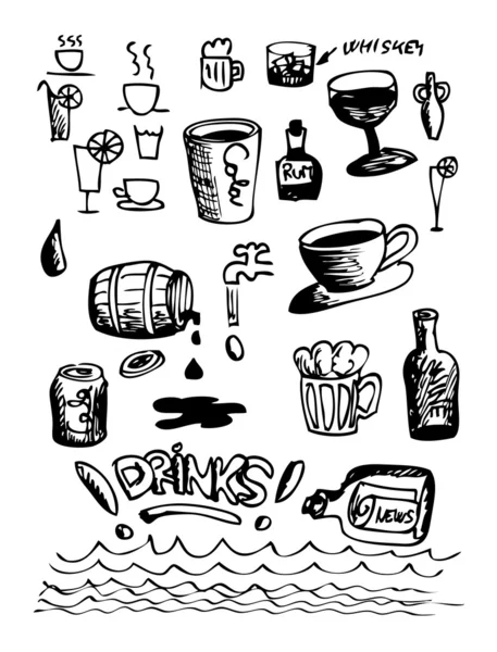 Ręcznie rysowane napój ikony — Wektor stockowy