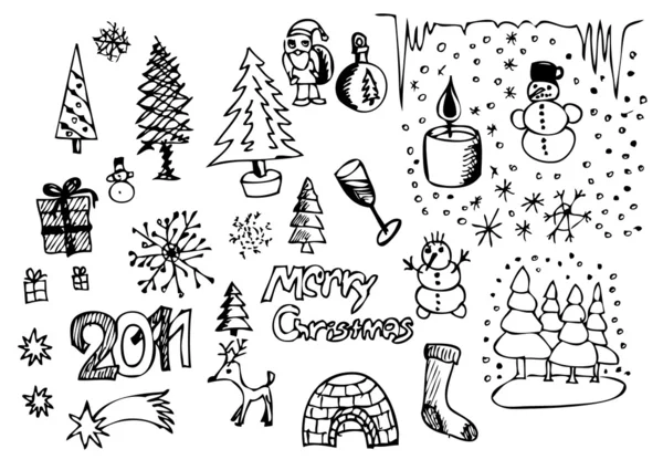 Objetos de Natal desenhados à mão —  Vetores de Stock