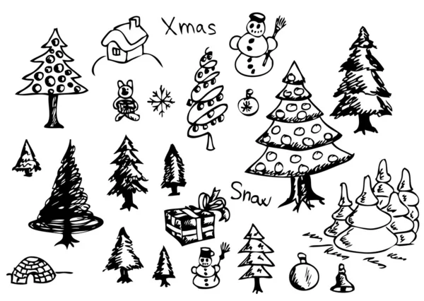 Hand drawn christmas objects — Stock Vector