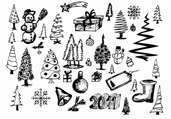 Objetos de Natal desenhados à mão — Vetor de Stock