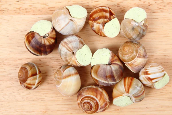 Ślimaki za ładne francuski jedzenie tło wyśmienity — Zdjęcie stockowe