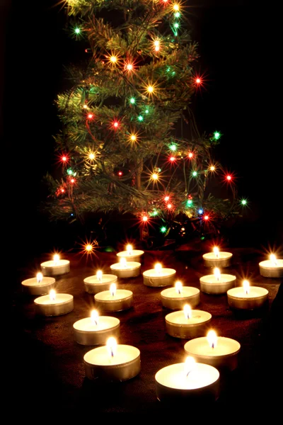 Svíčky a vánoční stromeček — Stock fotografie