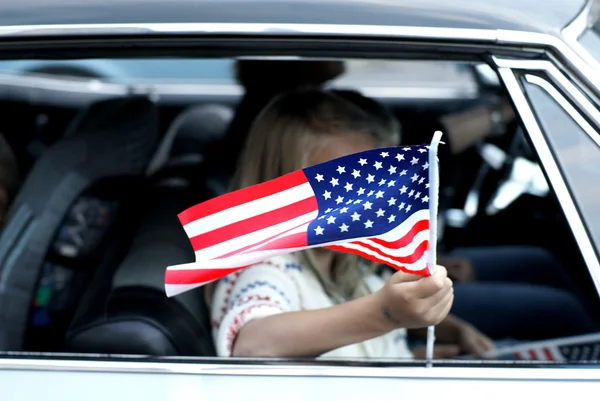 Παιδί με την αμερικανική σημαία Φωτογραφία Αρχείου