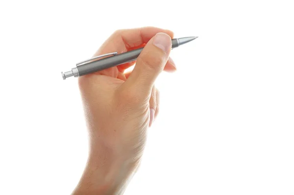 Hand holding pen Stock Image