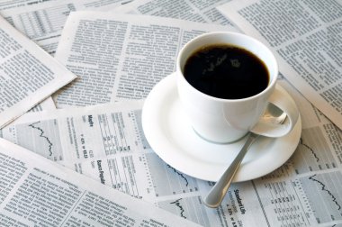 Coffee over newspaper clipart