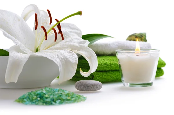 Spa with white lily — Stock Photo, Image