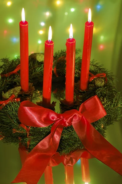 Čtyři červené svíčky — Stock fotografie