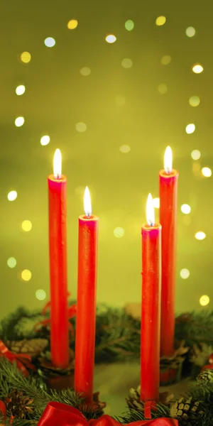 四个红色蜡烛 — 图库照片