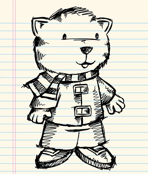 Notebook Doodle Sketch Tiger Vector Holiday Christmas Illustration Art — Stock Vector