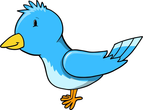 Carino piccolo uccello blu vettoriale illustrazione d'arte — Vettoriale Stock