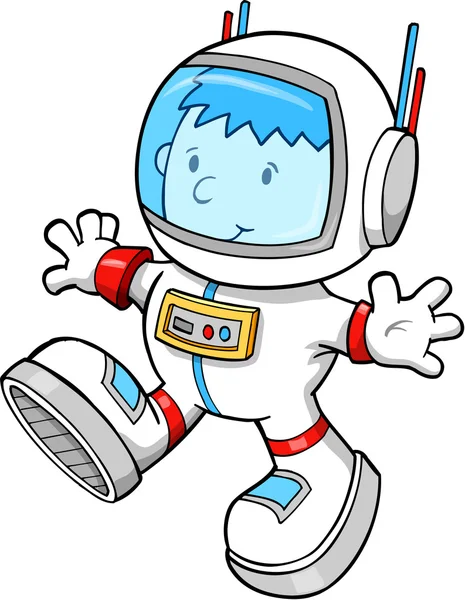 Carino astronauta colore cartone animato ragazzo schizzo dodle vettoriale arte illustrazione — Vettoriale Stock