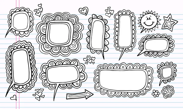 Σημειωματάριο doodle ομιλία φούσκα σχεδιαστικά στοιχεία διανυσματικά εικονογράφηση σύνολο — Διανυσματικό Αρχείο
