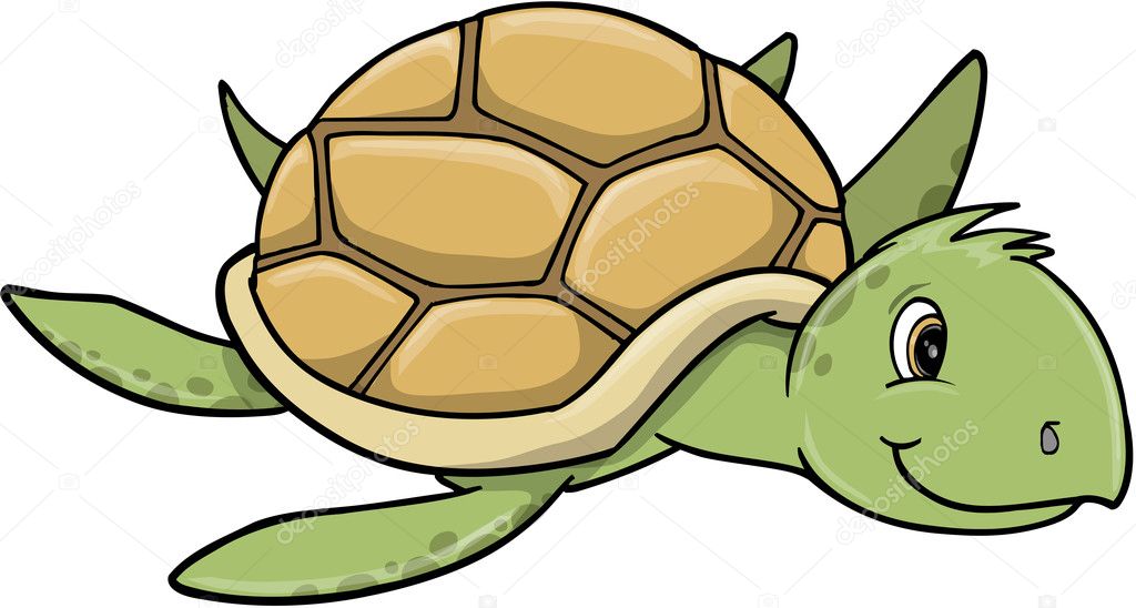 Cute Sea Turtle Vector Art Illustration