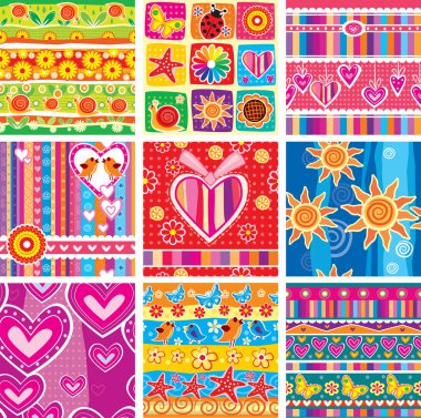 Set of childrens seamless pattern clipart