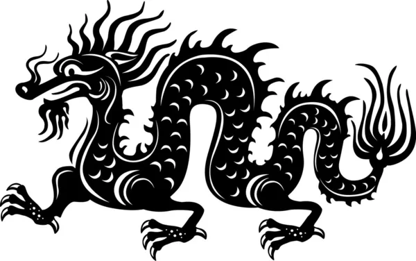 Zwarte en witte draak — Stockvector