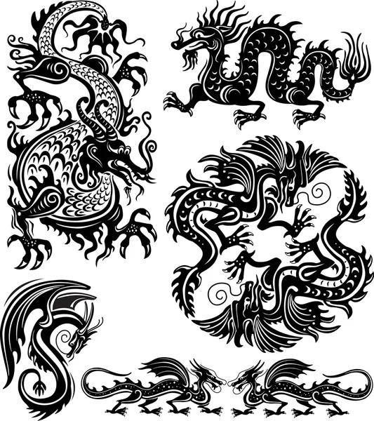 Ensemble de dragon — Image vectorielle