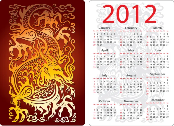 Kalender med dragon — Stock vektor