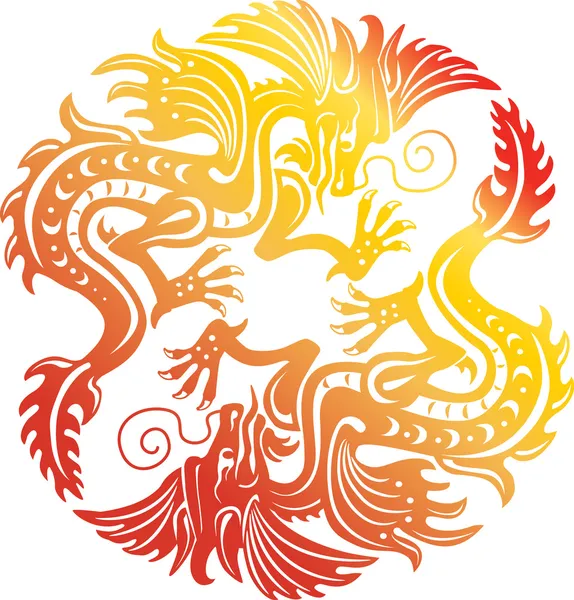Deux dragon d'or — Image vectorielle