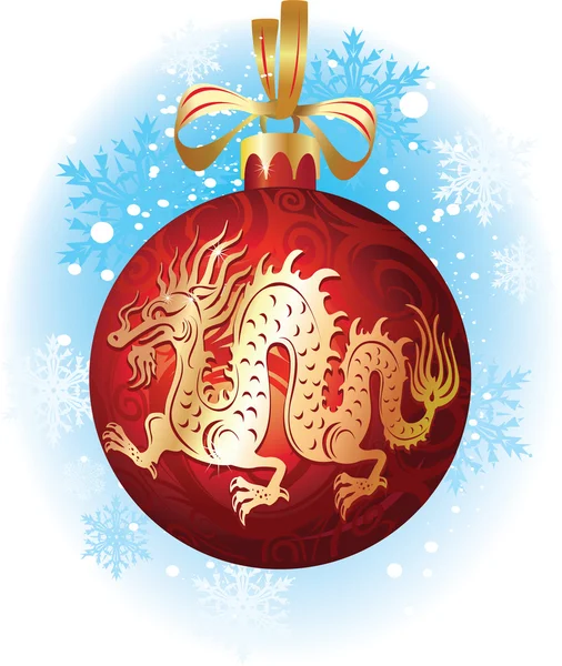 Christmas ball with dragon — Stock Vector