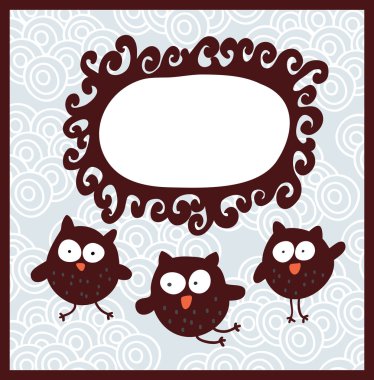 Cartoon banner and cute owls. clipart