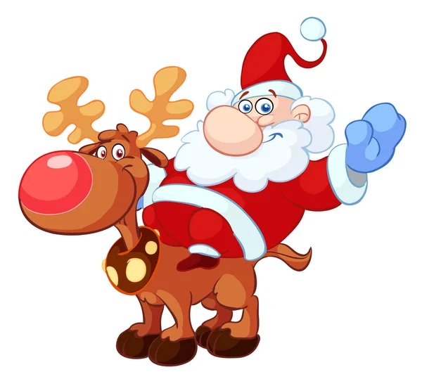 Kerstman en rendier — Stock Vector © wimpos #7881632