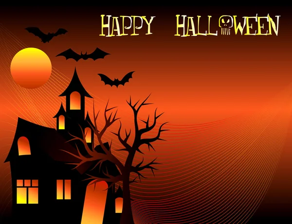 Halloween Bats Tree Background — Stock Vector