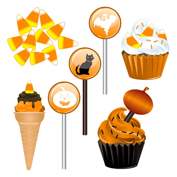 Halloween cukorkát Cupcakes — Stock Vector