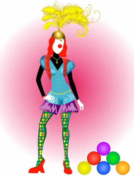 Clown Circus Femme — Image vectorielle