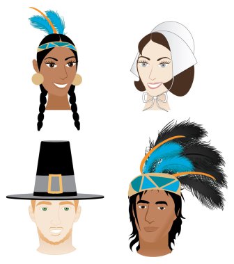 Indians and Pilgrims clipart