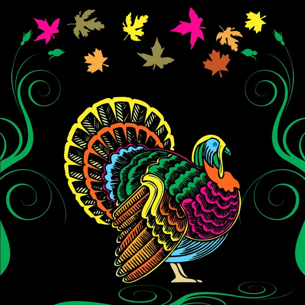 Thanksgiving Turkey Card — Stock Vector