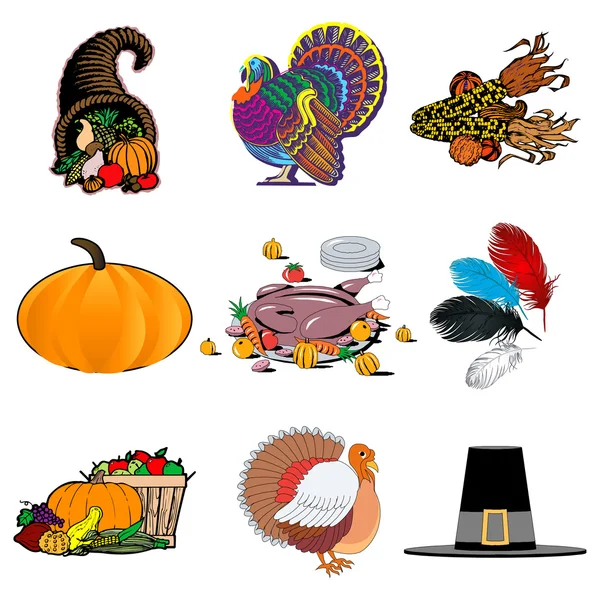 Icônes de Thanksgiving 1 — Image vectorielle