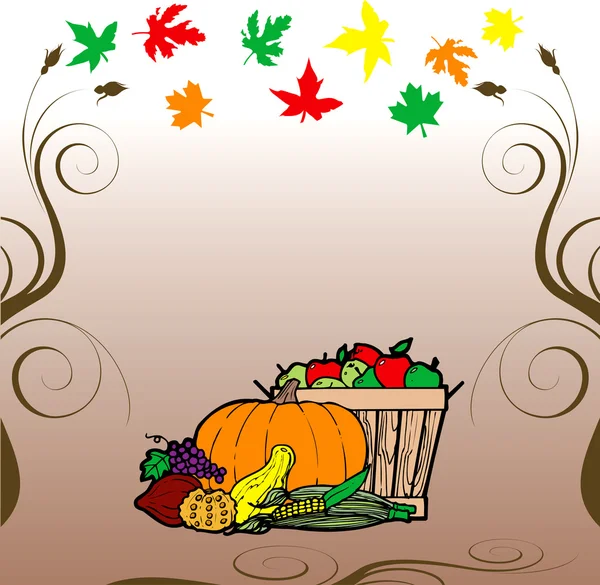 Thanksgiving Fruit Veg Card — Stock Vector