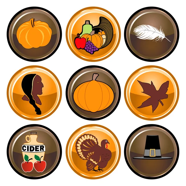 Thanksgiving Buttons — Stock Vector