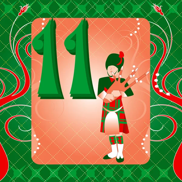 11th Day of Christmas — Stock Vector